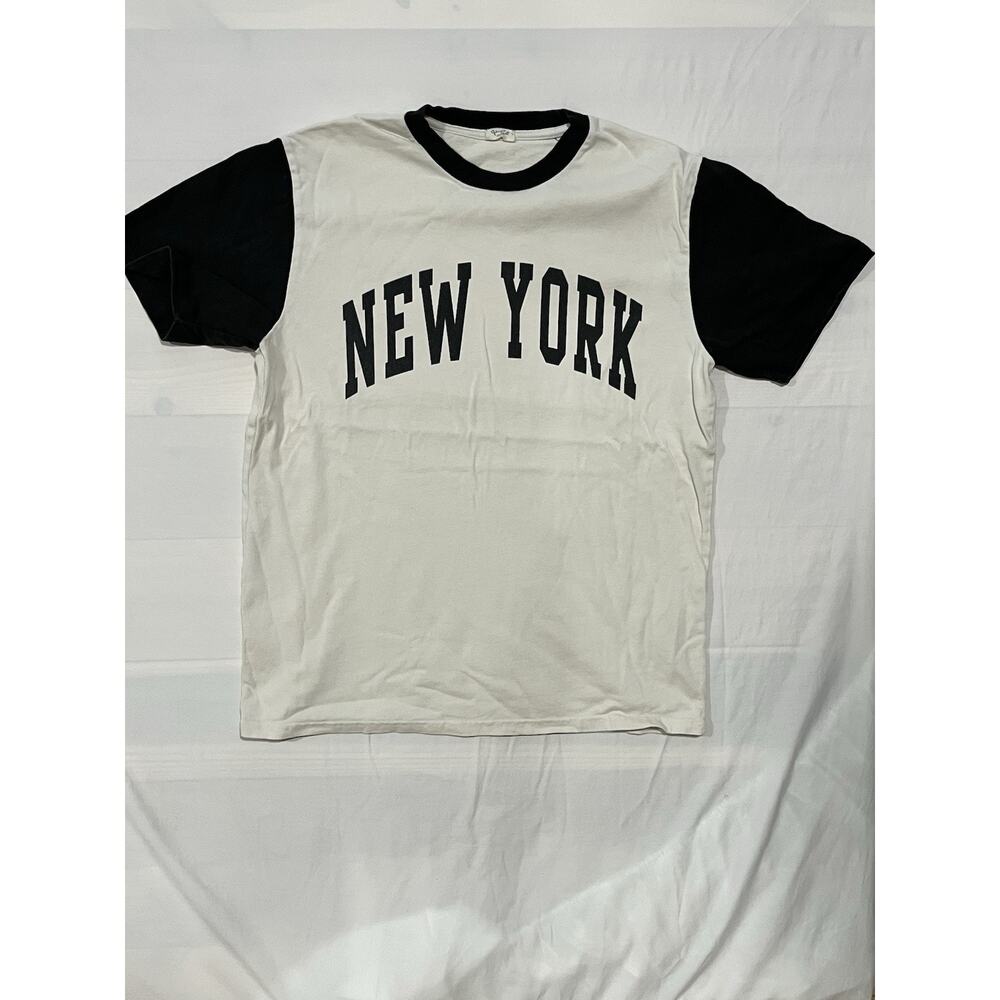 John Galt New York Ringer Tee Mens Medium White Black Shirt